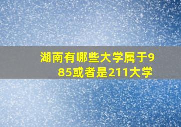 湖南有哪些大学属于985或者是211大学