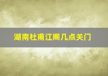 湖南杜甫江阁几点关门