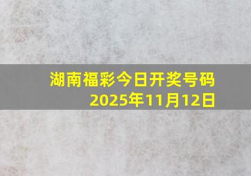 湖南福彩今日开奖号码2025年11月12日