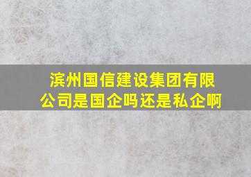 滨州国信建设集团有限公司是国企吗还是私企啊