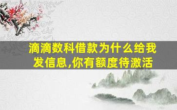 滴滴数科借款为什么给我发信息,你有额度待激活