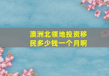 澳洲北领地投资移民多少钱一个月啊