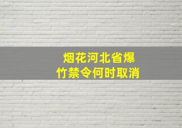 烟花河北省爆竹禁令何时取消