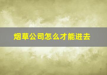 烟草公司怎么才能进去