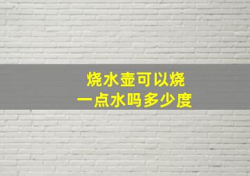 烧水壶可以烧一点水吗多少度