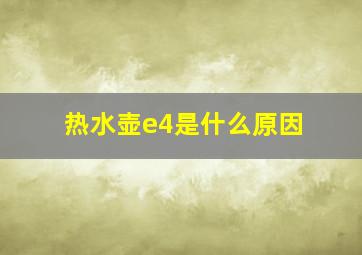 热水壶e4是什么原因