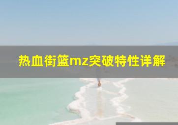 热血街篮mz突破特性详解