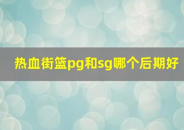 热血街篮pg和sg哪个后期好