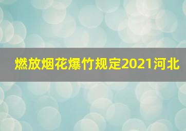 燃放烟花爆竹规定2021河北