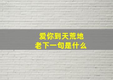 爱你到天荒地老下一句是什么