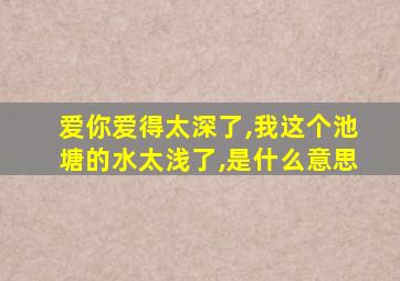 爱你爱得太深了,我这个池塘的水太浅了,是什么意思