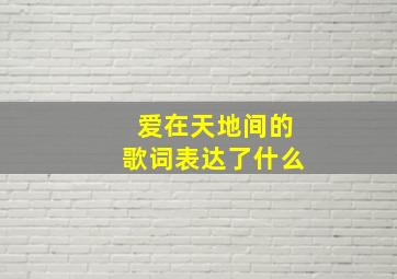 爱在天地间的歌词表达了什么