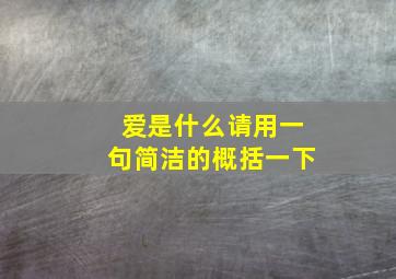 爱是什么请用一句简洁的概括一下