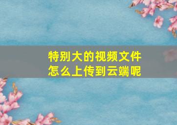 特别大的视频文件怎么上传到云端呢