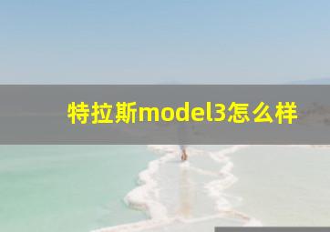 特拉斯model3怎么样