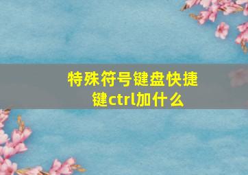 特殊符号键盘快捷键ctrl加什么