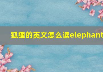 狐狸的英文怎么读elephant