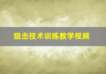 狙击技术训练教学视频