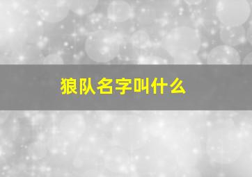 狼队名字叫什么