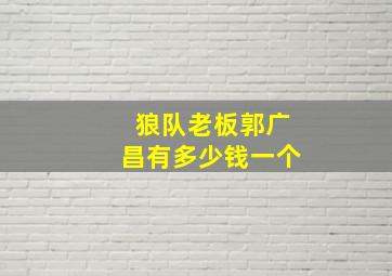 狼队老板郭广昌有多少钱一个