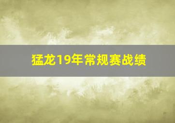 猛龙19年常规赛战绩