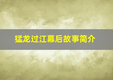 猛龙过江幕后故事简介