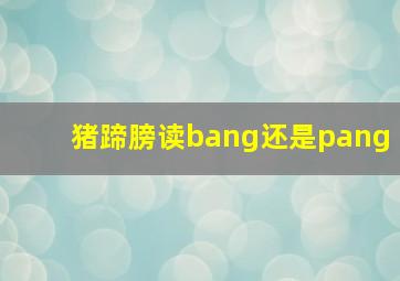 猪蹄膀读bang还是pang