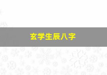 玄学生辰八字