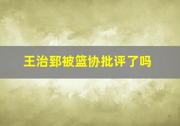 王治郅被篮协批评了吗