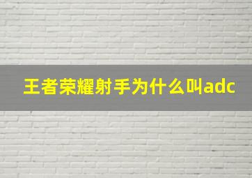 王者荣耀射手为什么叫adc