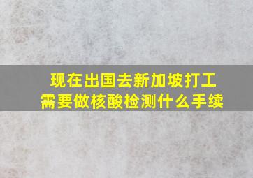 现在出国去新加坡打工需要做核酸检测什么手续