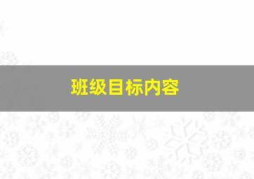 班级目标内容