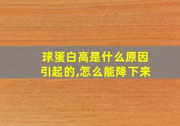 球蛋白高是什么原因引起的,怎么能降下来