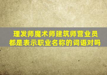 理发师魔术师建筑师营业员都是表示职业名称的词语对吗