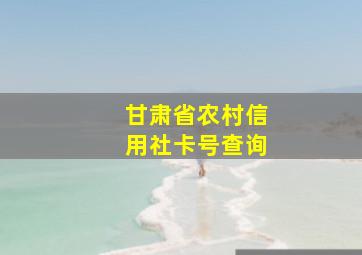 甘肃省农村信用社卡号查询