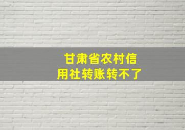 甘肃省农村信用社转账转不了