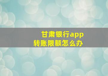 甘肃银行app转账限额怎么办