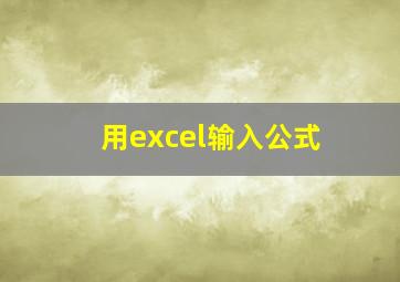 用excel输入公式