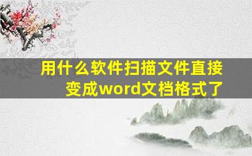 用什么软件扫描文件直接变成word文档格式了