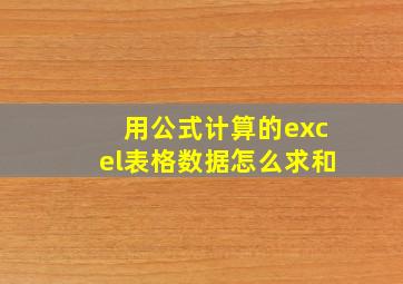 用公式计算的excel表格数据怎么求和