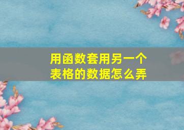 用函数套用另一个表格的数据怎么弄