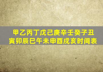 甲乙丙丁戊己庚辛壬癸子丑寅卯辰巳午未申酉戌亥时间表