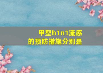 甲型h1n1流感的预防措施分别是