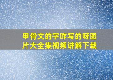 甲骨文的字咋写的呀图片大全集视频讲解下载