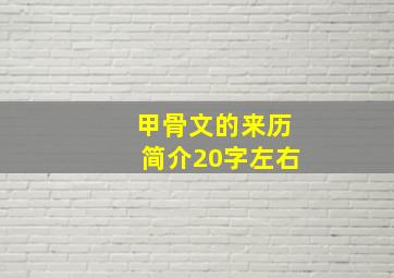 甲骨文的来历简介20字左右