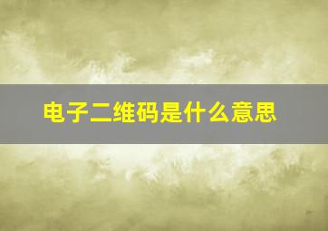 电子二维码是什么意思