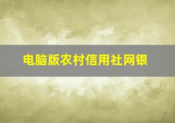 电脑版农村信用社网银