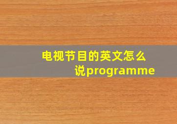 电视节目的英文怎么说programme