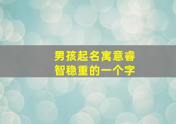 男孩起名寓意睿智稳重的一个字