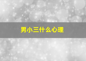 男小三什么心理